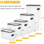 Airtight Food Storage Containers Set, 14 PCS Kitchen Storage Containers with Lids for Flour, Cereal Kitchen Containers ,Transparent Food Storage Containers - Image 2