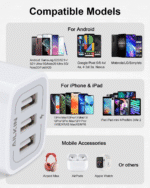 USB Charger Cube, Wall Charger Plug,  3.1A 3-Muti Port USB Adapter Power Plug Charging Station Box Base for Iphone 15 14 13 12 Pro Max Mini SE 11 Pro Max/X/8/7, Samsung Phones USB Charging Block - Image 7