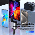 Retractable Car Charger, 4 in 1 Fast Charging Car Charger 120W, Retractable Cable and 2 USB Ports Car Charger Adapter Compatible - Image 7