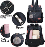 Backpack Purse for Women Mini Anti-Theft Bag Waterproof Nylon Backpack Stylish Large Capacity Travel Bag - Image 4