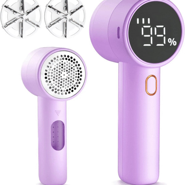 Fabric Shaver, Lint Remover Rechargeable, Electric Portable Sweater Defuzzer with 3 Speeds, 6 Leaf Blades, Digital LED Display to Remove Pilling for Clothes, Furniture, Sweater, Couch, Blanket