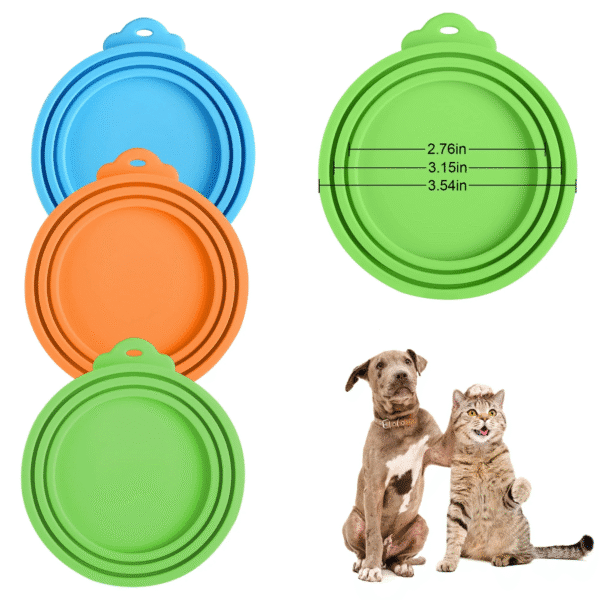 3Pcs Pet Silicone Covers for Cat Dog Canned Food Storage - FDA Approved Universal Pet Food Can Lids