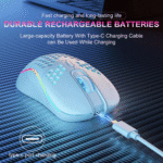 2.4G Wireless Mouse with RGB Backlit 6-Button 3-Speed DPI Type C Rechargeable Ergonomic Honeycomb Design Gaming Mouse - Image 6