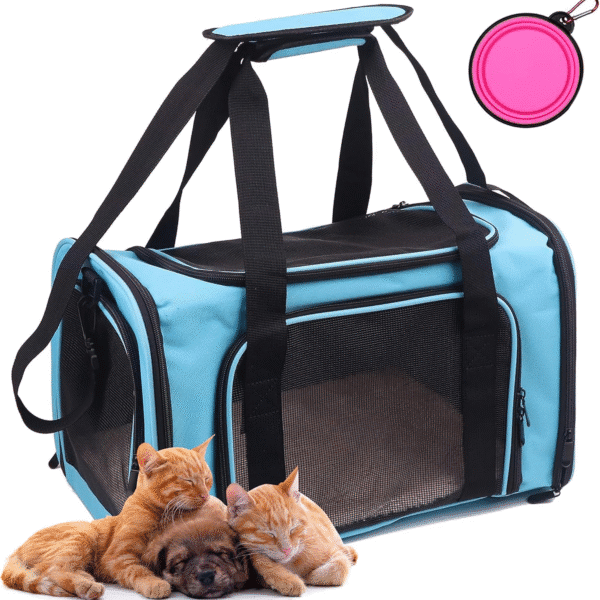 Pet Carrier Bag for Dog Cat,Portable Pet Bag Folding Fabric Pet Travel Carrier Pet Cage for Small Dog,Collapsible Puppy Messenger Pet Bags Airline Approved，Breathable & Durable,Blue Color