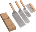 Stainless Steel Metal Spatula Set - Teppaniyaki Spatulas - Griddle Scraper Flat Spatula Pancake Flipper Hamburger Turner - Metal Utensil Great for BBQ Grill Flat Top Cast Iron Griddle Accessories - Image 6