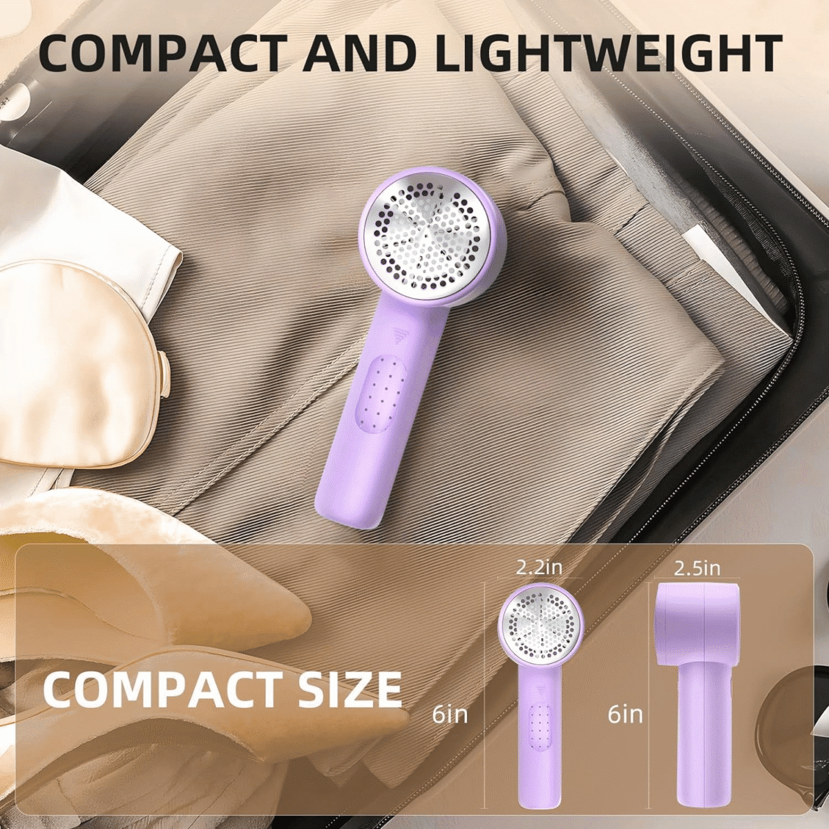 Fabric Shaver, Lint Remover Rechargeable, Electric Portable Sweater Defuzzer with 3 Speeds, 6 Leaf Blades, Digital LED Display to Remove Pilling for Clothes, Furniture, Sweater, Couch, Blanket - Image 7