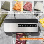 Vacuum Sealer, Food Vacuum Sealer Machine, 80Kpa Compact Food Preservation System for Sous Vide and Food Storage, with Cutter, Vacuum Hose Attachment Jars, 1 Bag Rolls, 20 Sealer Bags - Image 4