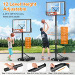 44" Portable Basketball Hoop System, 4.4-10 Ft Height Adjustable Basketball Goal System with Wheels and Shatterproof Backboard and Large Base for Adults Kids Outdoor Indoor Court - Image 5