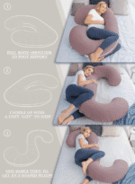 Cooling Pregnancy Pillow, Maternity Pillow with Soft Cotton Cover, C Shaped for Pregnant Sleeping (Cooling Cotton-Pink) - Image 6