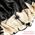 Satin Sleep Cap, Double-Sided Adjustable Bonnet Cap (Black) - Image 4