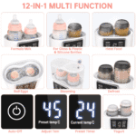 Baby Bottle Warmer, 12-In-1 Babies Fast Bottle Milk Warmer, Double Food Heater Defrost Bpa-Free with Twins, LCD Display, Timer & 24H Temperature Control for Breastmilk & Formula - Image 3