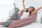 Cooling Pregnancy Pillow, Maternity Pillow with Soft Cotton Cover, C Shaped for Pregnant Sleeping (Cooling Cotton-Pink) - Image 9