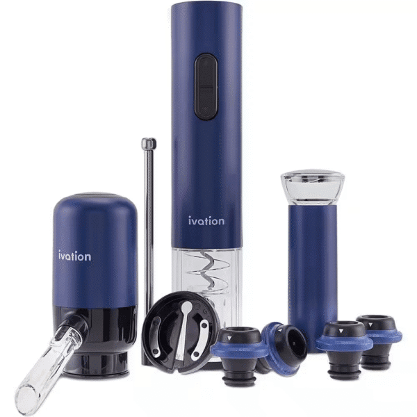 7-Piece Electric Wine Opener Blue Electric Bottle Opener Wine Gift Set