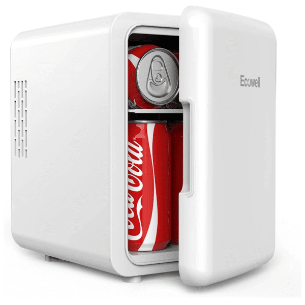 [US Direct] ECOWELL WRE100 Mini Fridge for Bedroom 4L/6 Can Skincare Fridge AC/DC Portable Compact Small Refrigerator for Office Dorm Car Desk for Skin Care Makeup Cosmetic
