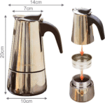 Godmorn Stovetop Espresso Maker, Moka Pot, Percolator Italian Coffee Maker, 300Ml/10Oz/6 Cup (Espresso Cup=50Ml), Classic Cafe Maker, Stainless Steel , Suitable for Induction Cookers - Image 6