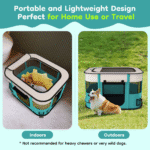 Pet Playpen, Foldable Portable Dog Cat Playpens Exercise Kennel Tent, Removable Shade Cover, Indoor Outdoor Travel Camping Use(M) - Image 2