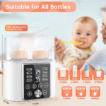 Baby Bottle Warmer, 12-In-1 Babies Fast Bottle Milk Warmer, Double Food Heater Defrost Bpa-Free with Twins, LCD Display, Timer & 24H Temperature Control for Breastmilk & Formula - Image 5