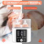 Baby Bottle Warmer, 12-In-1 Babies Fast Bottle Milk Warmer, Double Food Heater Defrost Bpa-Free with Twins, LCD Display, Timer & 24H Temperature Control for Breastmilk & Formula - Image 6