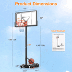 44" Portable Basketball Hoop System, 4.4-10 Ft Height Adjustable Basketball Goal System with Wheels and Shatterproof Backboard and Large Base for Adults Kids Outdoor Indoor Court - Image 9