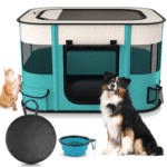 Pet Playpen, Foldable Portable Dog Cat Playpens Exercise Kennel Tent, Removable Shade Cover, Indoor Outdoor Travel Camping Use(M) - Image 9