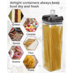 7-Piece Plastic Stackable Airtight Food Storage Container Set - Black - Image 3