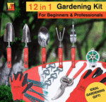 Garden Tools Set of 12 with Gardening Gloves, Pruning Shear and 7 Piece Stainless Steel Hand Digging Tool Heavy Duty Kit - Image 4