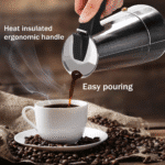 Godmorn Stovetop Espresso Maker, Moka Pot, Percolator Italian Coffee Maker, 300Ml/10Oz/6 Cup (Espresso Cup=50Ml), Classic Cafe Maker, Stainless Steel , Suitable for Induction Cookers - Image 3