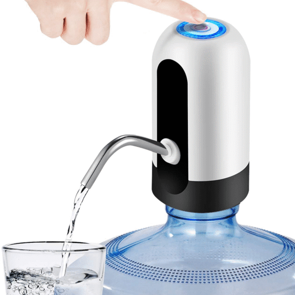 5 Gallon Water Bottle Dispenser, USB Charging Water Bottle Pump, Portable Water Dispenser Pump for Camping (White)