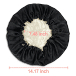 Satin Sleep Cap, Double-Sided Adjustable Bonnet Cap (Black) - Image 2