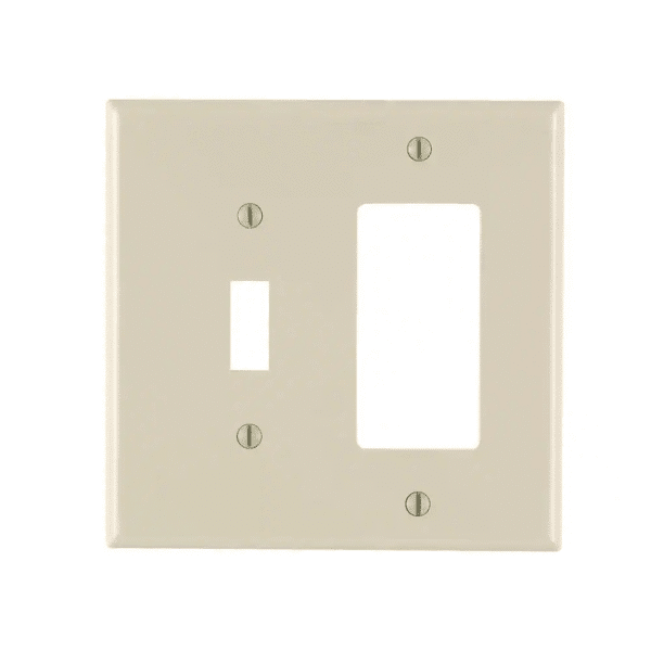 2-Gang Light Almond 1-Toggle / 1-Decora/Rocker Nylon Midway/Midsize Wall Plate (1-Pack) PJ126-T
