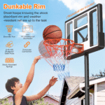 44" Portable Basketball Hoop System, 4.4-10 Ft Height Adjustable Basketball Goal System with Wheels and Shatterproof Backboard and Large Base for Adults Kids Outdoor Indoor Court - Image 2