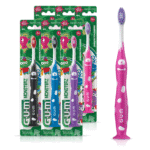 Monsterz Jr Kids’ Toothbrush, Soft Bristled Children’S Toothbrush with Su Countion Cup, for Ages 5+, 1 Count (Pack of 6)