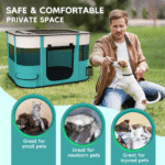 Pet Playpen, Foldable Portable Dog Cat Playpens Exercise Kennel Tent, Removable Shade Cover, Indoor Outdoor Travel Camping Use(M) - Image 7