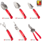 Garden Tools Set of 12 with Gardening Gloves, Pruning Shear and 7 Piece Stainless Steel Hand Digging Tool Heavy Duty Kit - Image 2