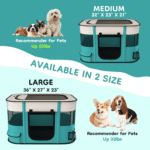 Pet Playpen, Foldable Portable Dog Cat Playpens Exercise Kennel Tent, Removable Shade Cover, Indoor Outdoor Travel Camping Use(M) - Image 8