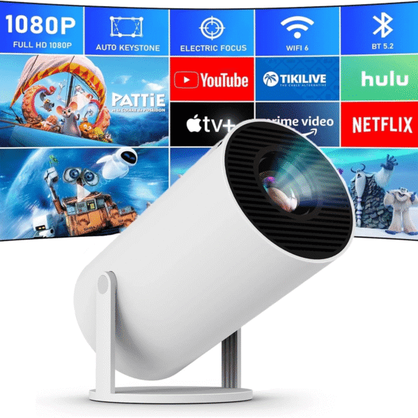 Mini Portable Projector, Projector 4K 1080P Support with 180°Adjustable Stand, Home Video Projector Compatible for Laptop, PC, Smartphone