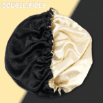 Satin Sleep Cap, Double-Sided Adjustable Bonnet Cap (Black) - Image 3